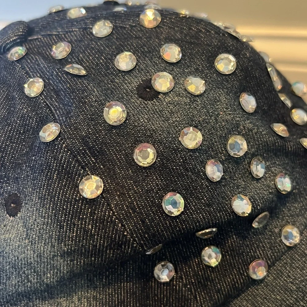 Denim and bling hat
